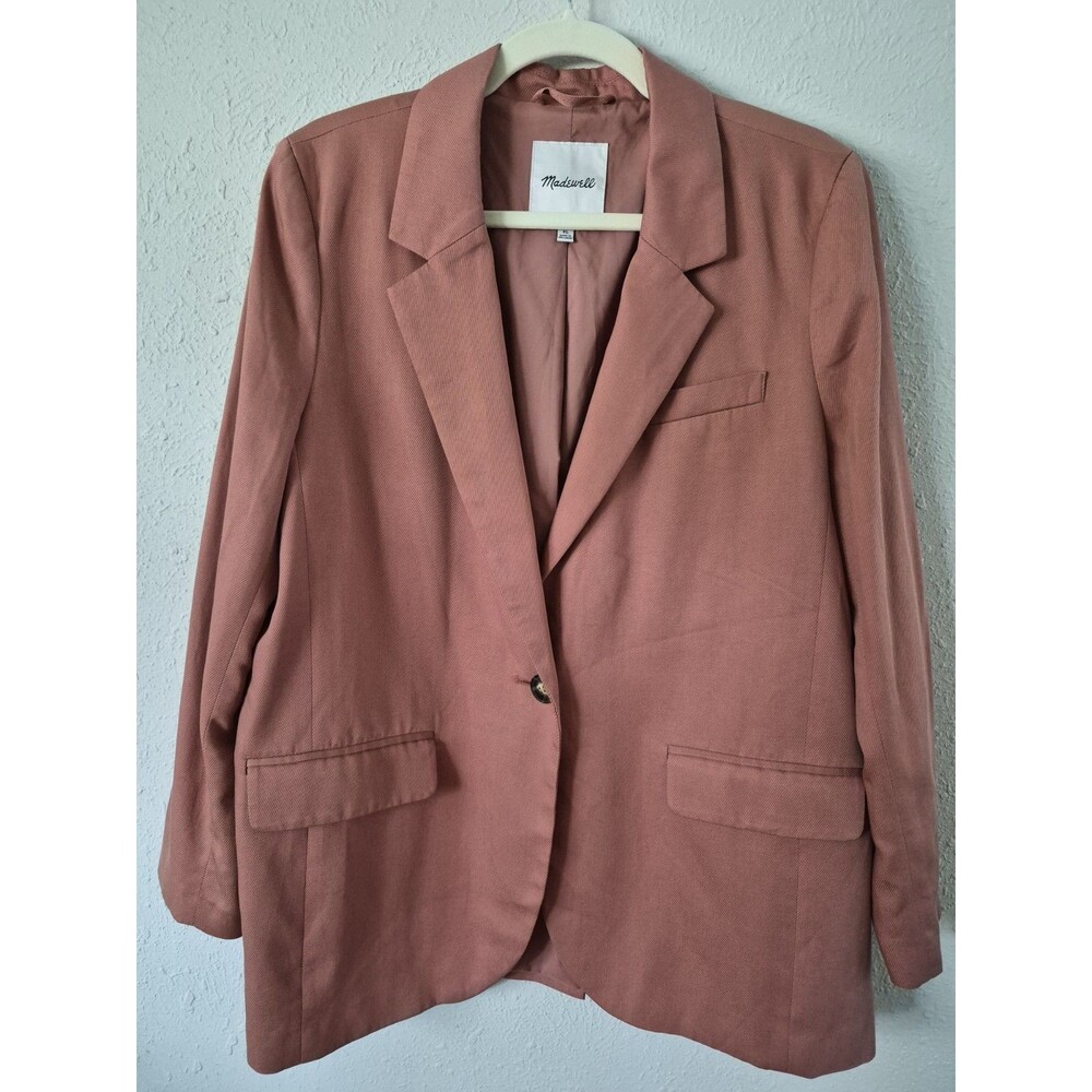 Madewell The Larsen Blazer in Drapeweave Dried Rose Size XL Classic One-button